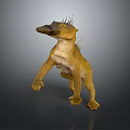 Realistic Yellow Prehistoric Creature With Spiked Back Standing