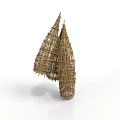 Practical Decorative Handmade Bamboo Weave Cone Shaped Household Storage Baskets 3d model