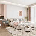 Modern Kids Room Interior Design With Bed Pillows Desk Chair Wall Art And Curtains