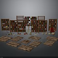 Cozy Library Interior With Wooden Bookshelves Filled With Books Red Chair Mats And Lamp