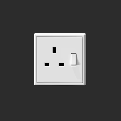 White Modern Switch Panel with Socket and Toggle Switch for Home Use 3d model