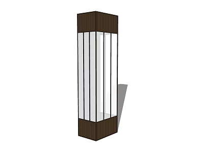 Outdoor Garden Pillar Light With Modern Wooden Frame And Clear Glass Panel Design 3d model