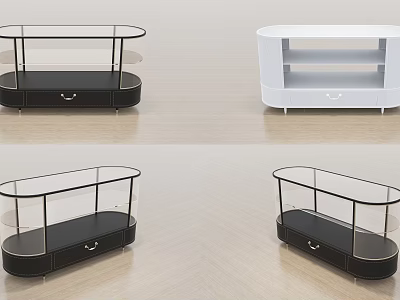 Modern Display Shelves With Glass Panels Black White Design And Drawers For Retail 3d model