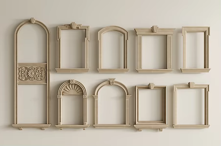 European Classical Window Cover Outdoor Building Component Carved Window 3d model