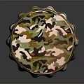 Camouflage Pattern Round Decorative Object With Wavy Pink Brown Edges 3d model