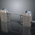 3D Model of Mechanical Console Units With Connecting Beam And Control Panels