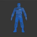 3D Character Wearing Blue Utility Suit And Hat In Standing Pose 3d model