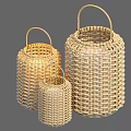Wicker Lantern Shaped Floor Lamps in Various Sizes for Natural Home Decor