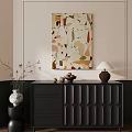 Wind Hanging Painting Abstract Decorative Painting End View Cabinet Dried Branches Vase Table Lamp 3d model