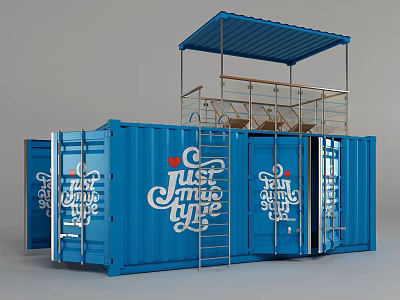 Industrial Equipment Blue Container With Just Move Style Staircase And Upper Platform 3d model