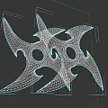 Two Metal Throwing Star Weapons With Sharp Blades And Central Holes On Black Background