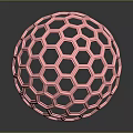 Pink Hollow Sphere With Hexagonal Lattice Design On Black Background And Reflective Surface 3d model