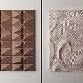 Modern 3D Wall Decor With Brown Geometric Patterns And Beige Wavy Textures 3d model