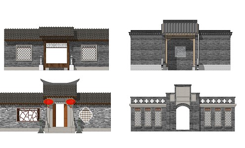 Chinese-style entrance door 3d model