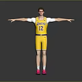 Man in Yellow Lakers Number 12 Jersey with Arms Outstretched and Pink Shoes