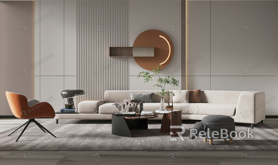 Modern sofa coffee table combination model