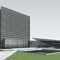 Modern Hospital Building Exterior With Glass Facade And Solar Panels