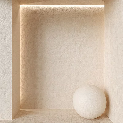 Light Colored Textured Component With Smooth White Sphere In Minimalist Design 3d model