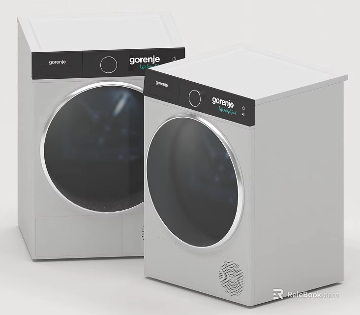 Gorenje Modern Washing Machines With Round Door And Silver Body Design 3d model 