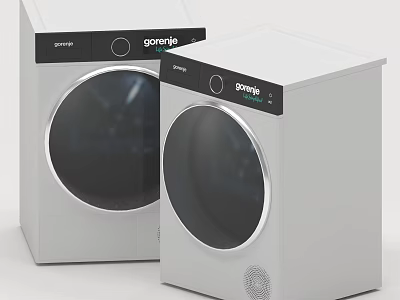 Gorenje Modern Washing Machines With Round Door And Silver Body Design 3d model
