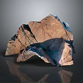 Natural Garden Landscape Rock With Brown Blue Surface Cracks And Reflections