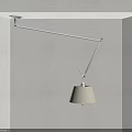 Modern Minimalist Pendant Light With Adjustable Metal Arm White Fabric Shade And Beige Wall Background