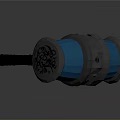 Blue Hammer Weapon with Modern Spiral Handle and Black Metal Parts