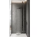 Modern Shower Sauna Interior With Glass Enclosure Rainfall Shower Head And Grey Textured Walls
