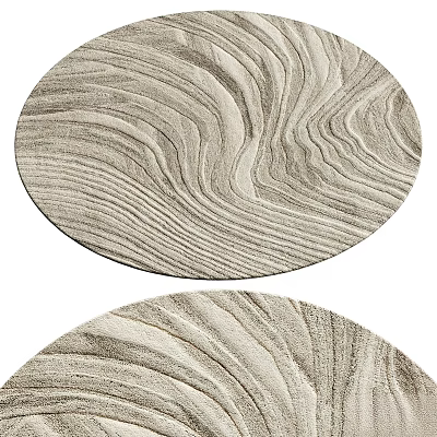 Square Rug With Natural Wood Grain Wavy Texture In Beige Color For Home Decor 3d model