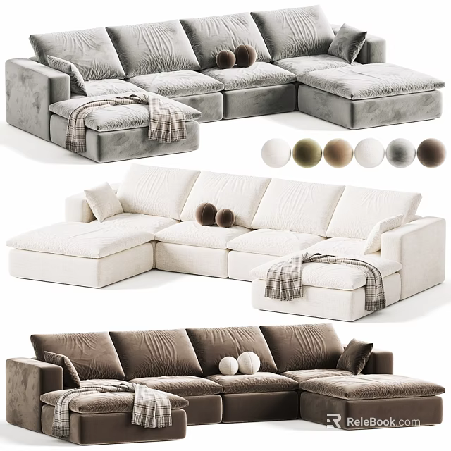 Modern Plush Double Sofa With Multiple Fabric Color Choices For Cozy Stylish Home Living Space 3d model 