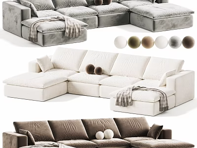 Modern Plush Double Sofa With Multiple Fabric Color Choices For Cozy Stylish Home Living Space 3d model