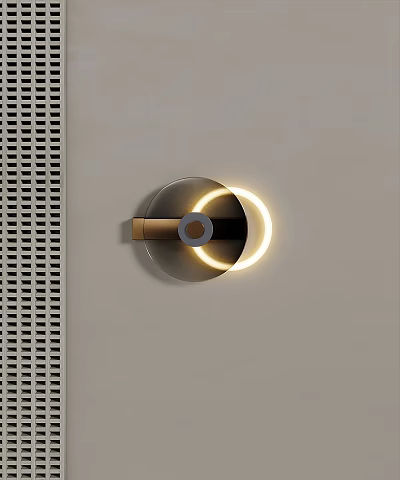 Sleek Modern Wall Lamp With Circular LED Ring Light For Home Interior Decor 3d model