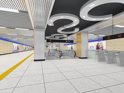 Modern subway station subway station entrance hall 3d model