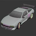 White Sporty Two Door Car With Rear Spoiler And Sleek 3D Model Design