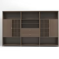 Dark Brown Wooden Bookcase with Multiple Compartments Drawers and Lattice Doors Modern Home Office Furniture