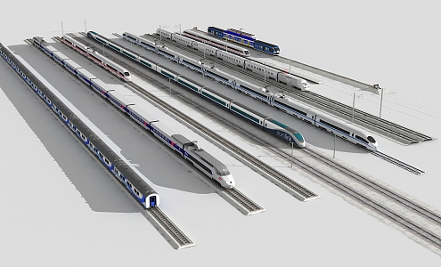 modern high-speed rail 3d model