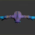 Fantasy Creature Character 3D Model With Purple Body Blue Arms Large Eyes And Reflection