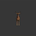 Deer With Brown Coat And Large Antlers Standing On Black Background With Reflection 3d model