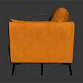 Modern Orange Sofa With Black Legs Smooth Surface And Reflection Design