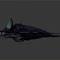 3D Fantasy Dragon Character With Glowing Blue Patterned Wings For Game Movie