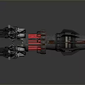 Futuristic Spacecraft Propulsion Engine 3D Model With Red Black Components