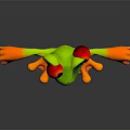 Colorful Frog Character Stuffed Toy With Red Eyes Green Body And Orange Open Arms