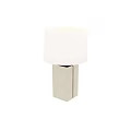 Modern Table Lamp With White Fabric Shade And Beige Textured Double Column Base