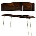 Modern Multifunctional Wooden Desk with Slim Metal Legs and Extendable Top Design