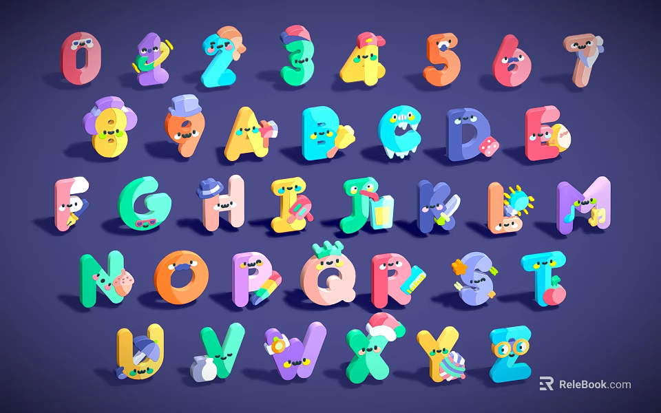 Colorful 3D Cartoon Alphabet Shaped Playground Equipment for Kids Fun Activities 3d model 