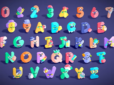 Colorful 3D Cartoon Alphabet Shaped Playground Equipment for Kids Fun Activities 3d model
