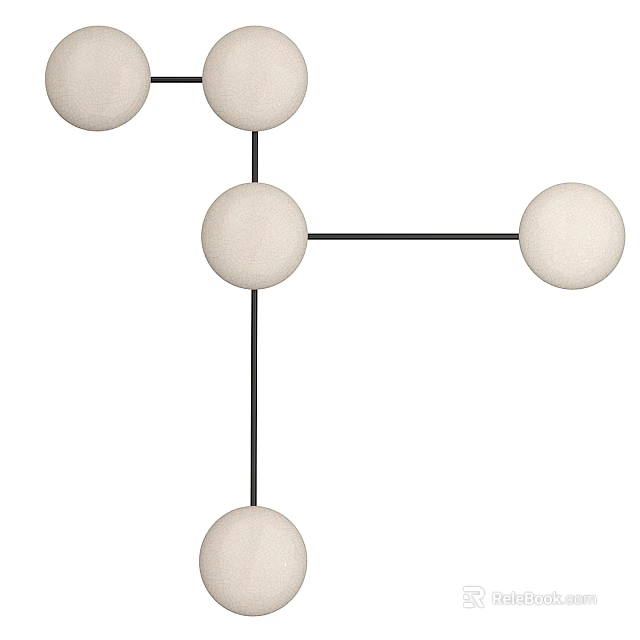 Modern Wall Sconce With White Spherical Shades And Black Metal Frame 3d model