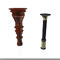 Architectural Decorative Columns With Red Detailed Texture And Black Gold Design