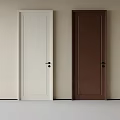Hinged Doors in White and Brown with Simple Design for Interior Spaces 3d model