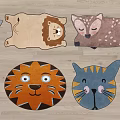 Cute Animal Shaped Rugs With Lion Cat Deer Designs For Kids Room Decor